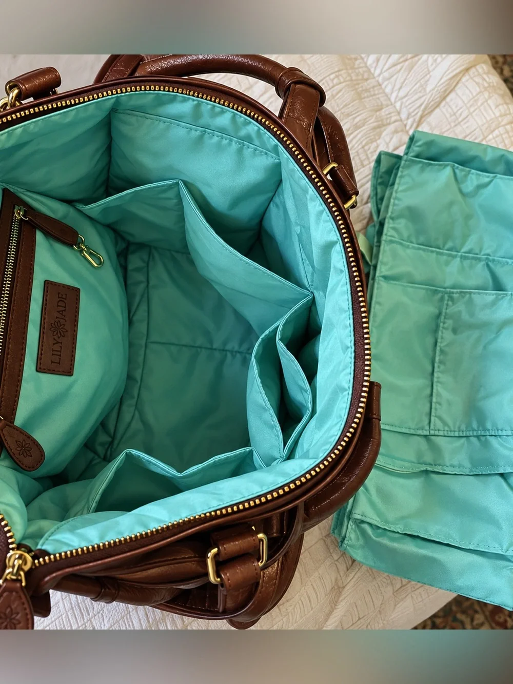 Lily Jade Elizabeth Brandy Leather Convertible Diaper Bag + Organizer Backpack